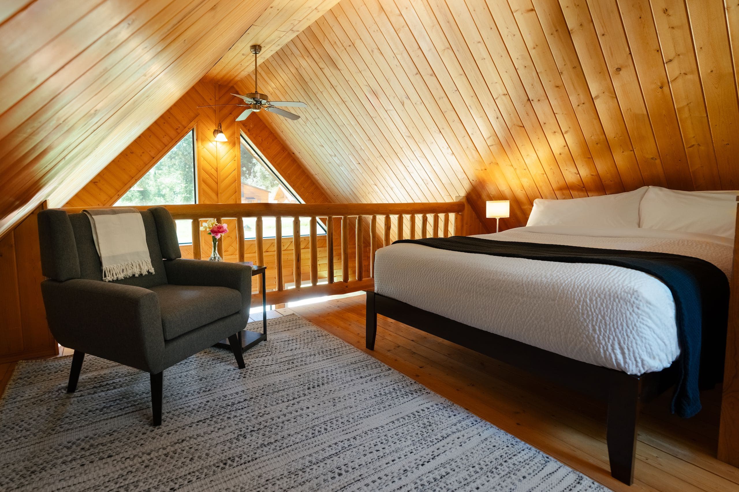 Loft in a wood paneled structure