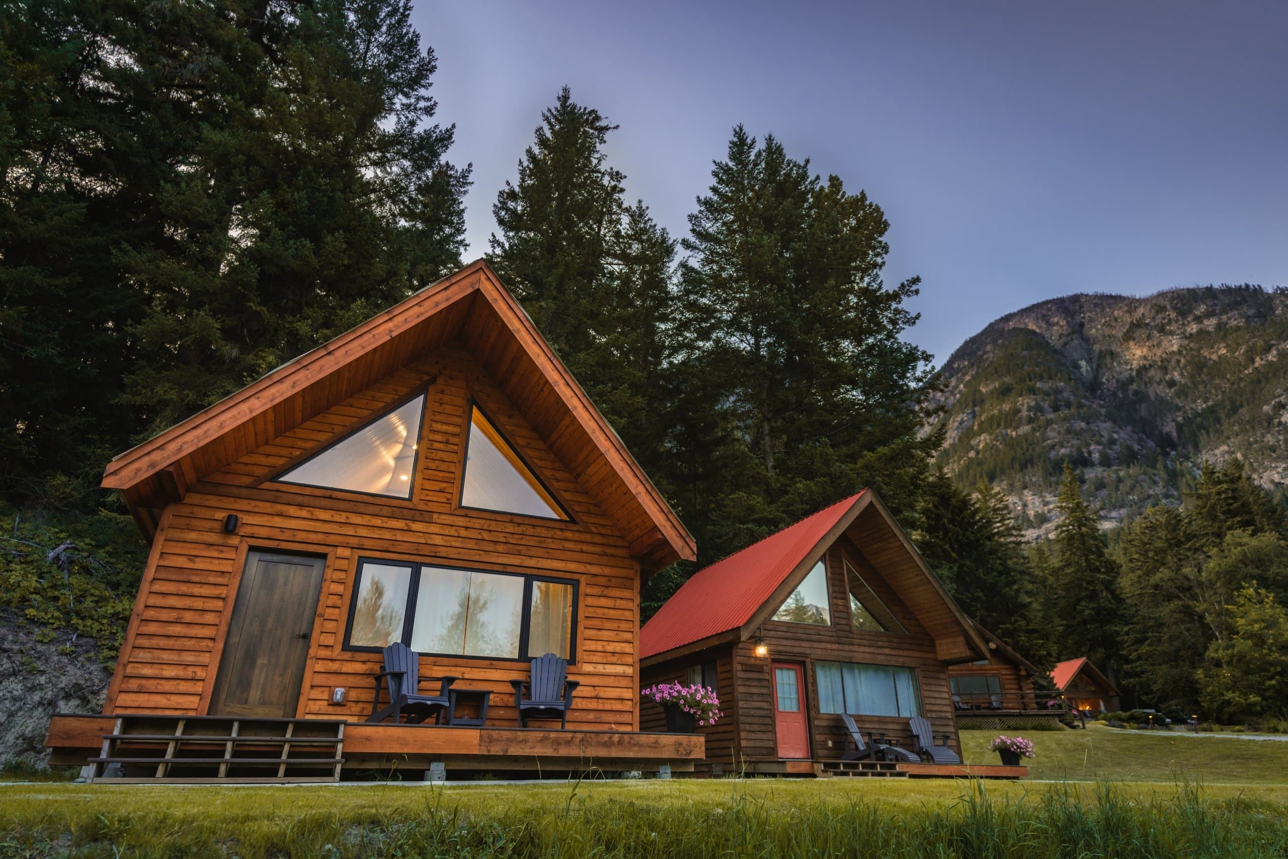 two lodges in the woods